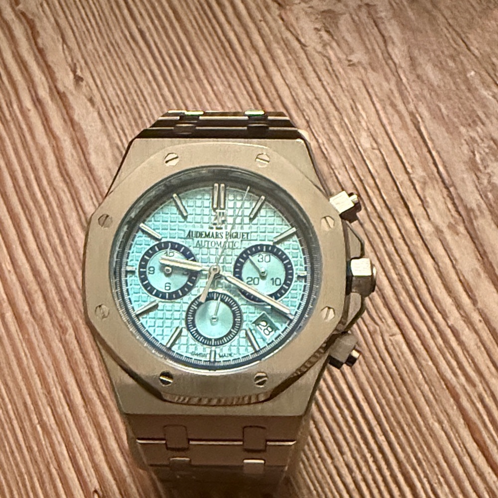 Audemars Piguet Silver and Black Royal Oak Chronograph